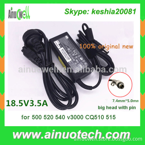 Original new laptop adapter for hp 18.5V 3.5A 65W laptop charger replacement 7.4x5.0mm with pin